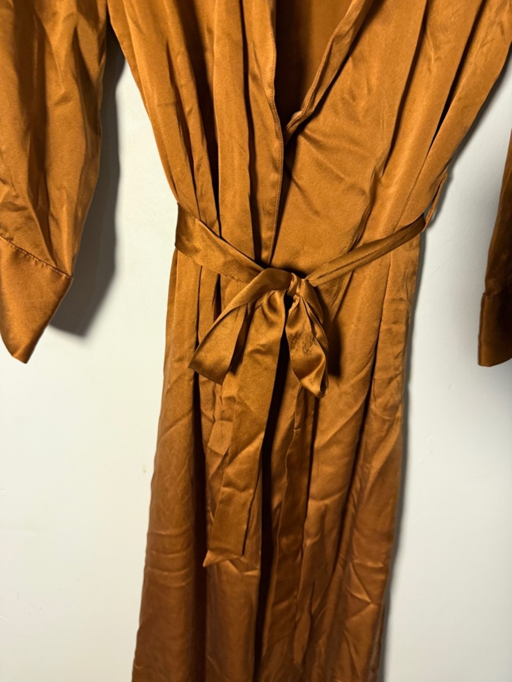 100% Silk Reformation Long Robe Dress in gold - Picture 5 of 10